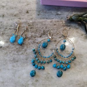 2 Pairs of turquoise earrings